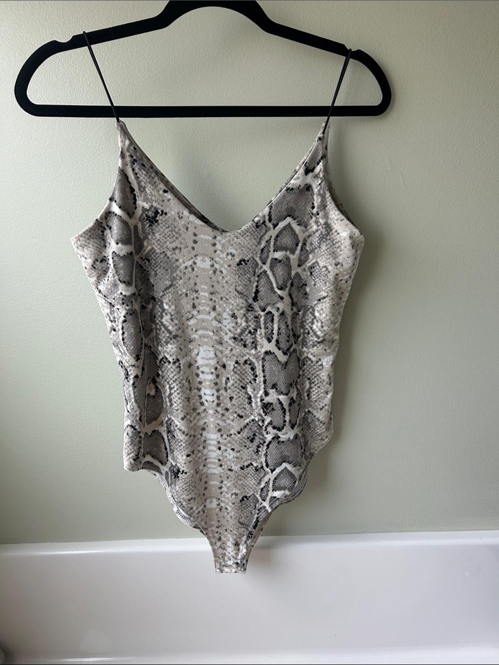 gaze Neutral Snake-Print Spaghetti Strap Bodysuit